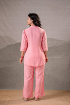 Juniper Peach Bloom Embroidered Co-Ord Set | Grocsy