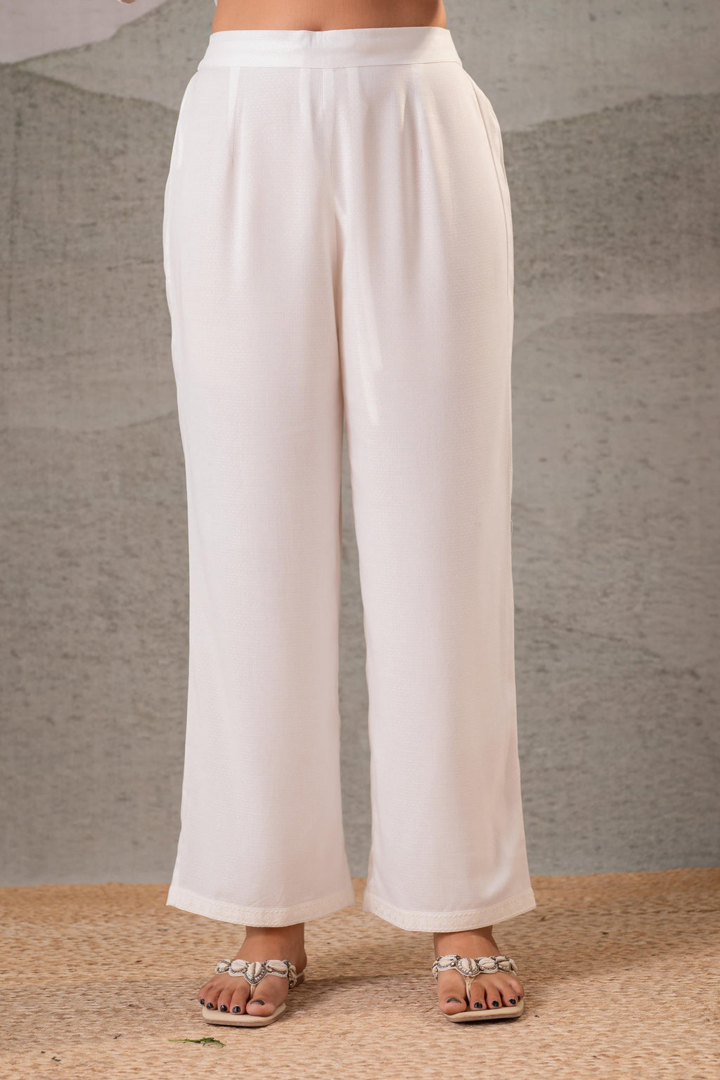 Juniper Cotton Bloom White Embroidered Co-Ord Set | Grocsy