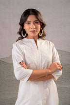 Juniper Cotton Bloom White Embroidered Co-Ord Set | Grocsy