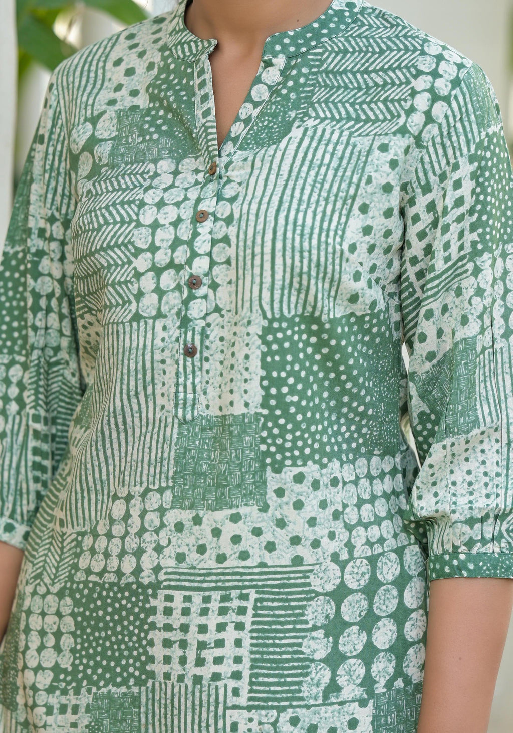 Juniper Mint Mosaic Printed Cotton Tunic | Grocsy