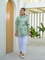 Juniper Mint Mosaic Printed Cotton Tunic | Grocsy