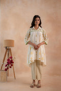Juniper Off-White Garden Printed A-Line Tunic Kurta | Grocsy