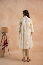 Juniper Off-White Garden Printed A-Line Tunic Kurta | Grocsy