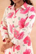 Juniper Ivory Rose Bloom Printed Shirt Tunic | Grocsy