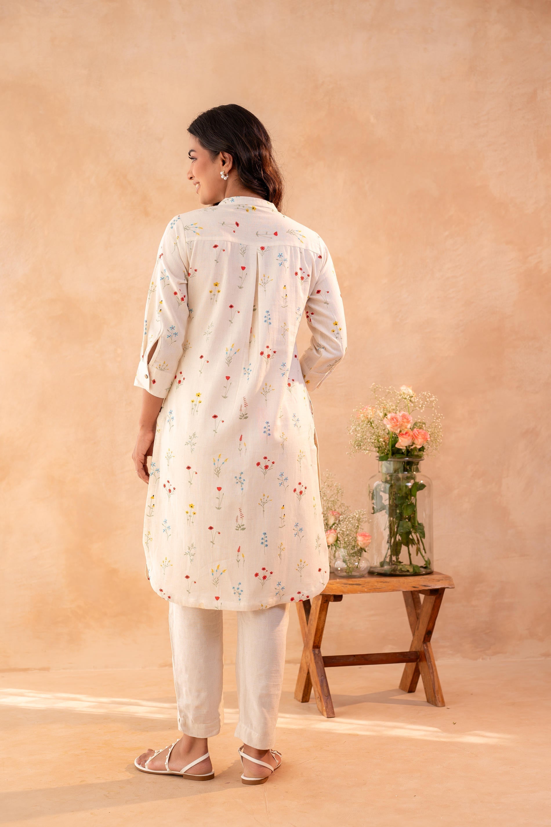 Juniper Ivory Meadow Bloom Printed Shirt Kurta | Grocsy