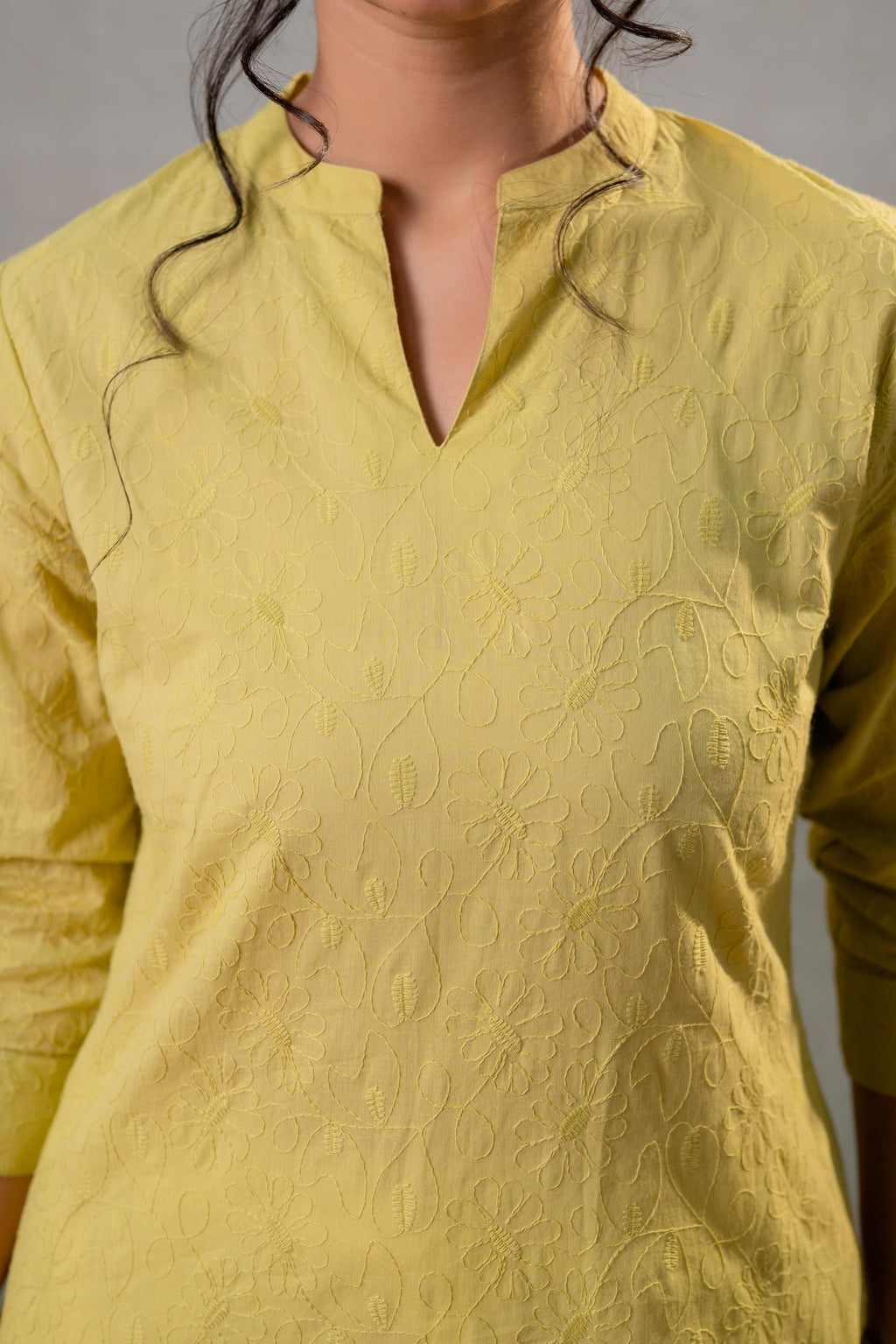 Juniper Lime Green Ease Minimal Cotton Tunic | Grocsy