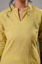 Juniper Lime Green Ease Minimal Cotton Tunic | Grocsy