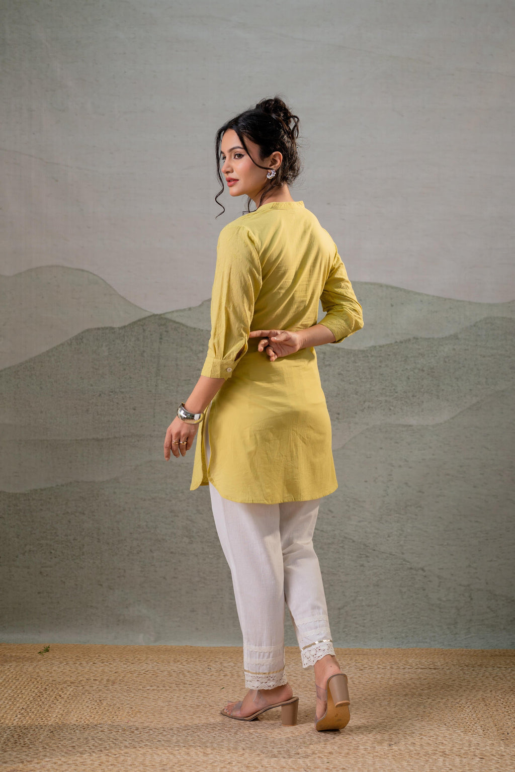 Juniper Lime Green Ease Minimal Cotton Tunic | Grocsy