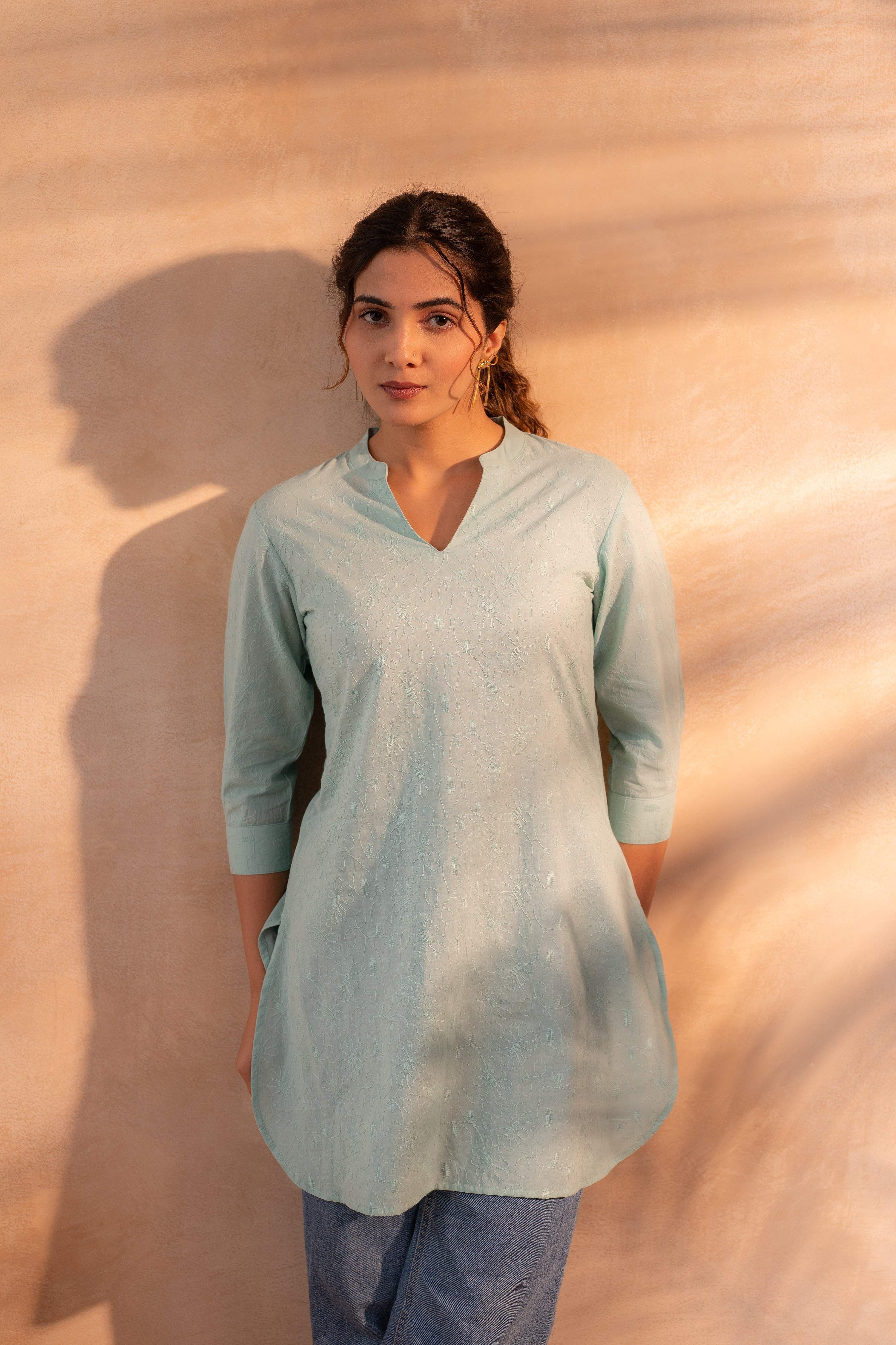 Juniper Mint Ease Minimal Cotton Tunic | Grocsy