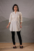 Juniper Off-White Ease Minimal Cotton Tunic | Grocsy