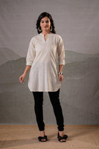Juniper Off-White Ease Minimal Cotton Tunic | Grocsy