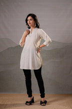 Juniper Off-White Ease Minimal Cotton Tunic | Grocsy