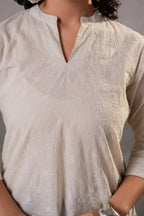Juniper Off-White Ease Minimal Cotton Tunic | Grocsy