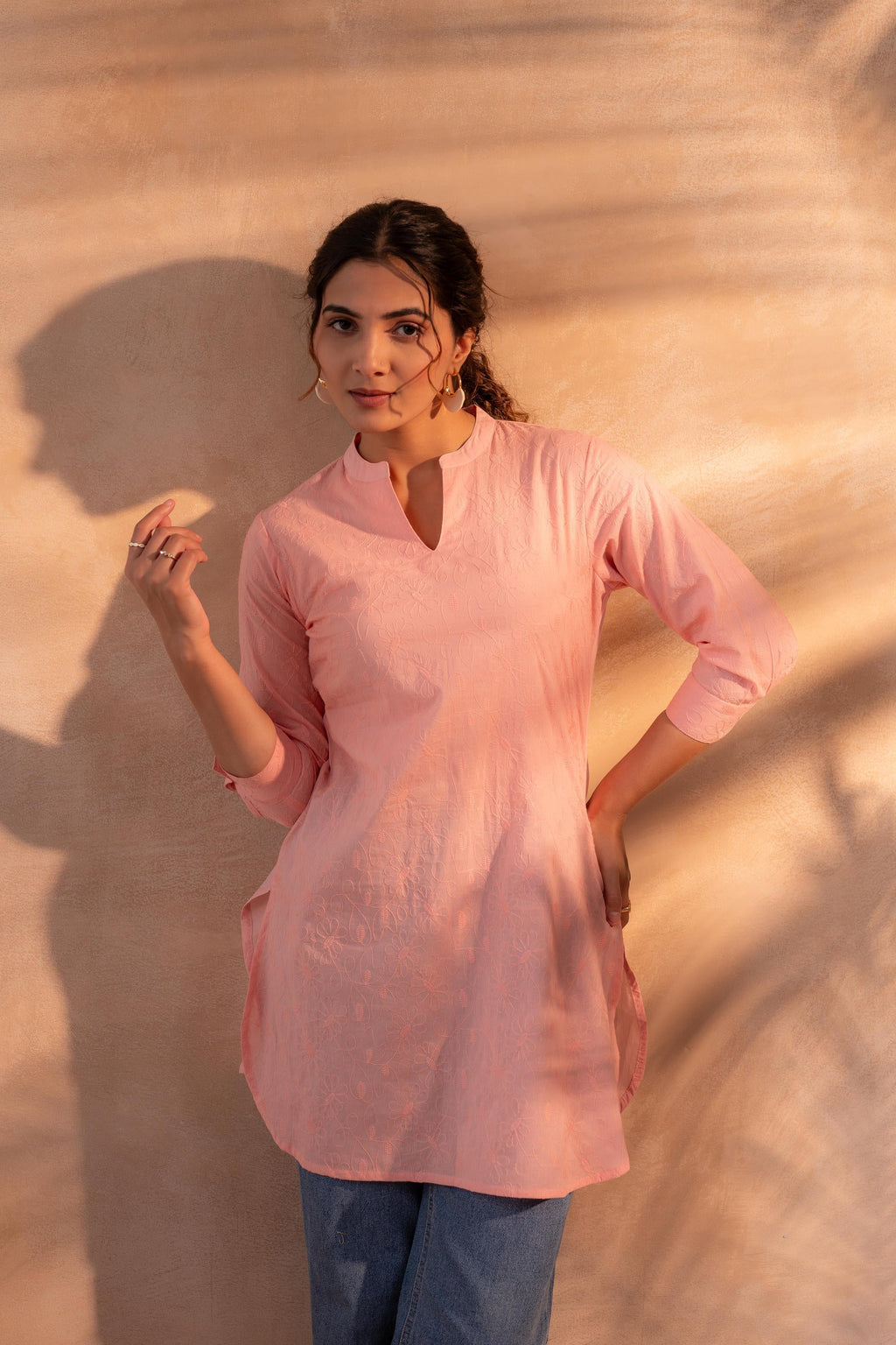 Juniper Peach Ease Minimal Cotton Tunic | Grocsy