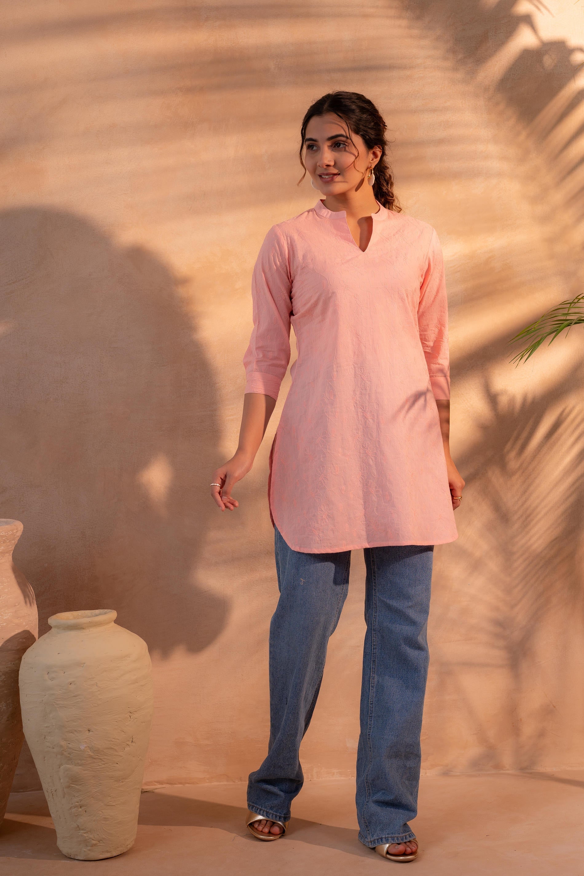Juniper Peach Ease Minimal Cotton Tunic | Grocsy