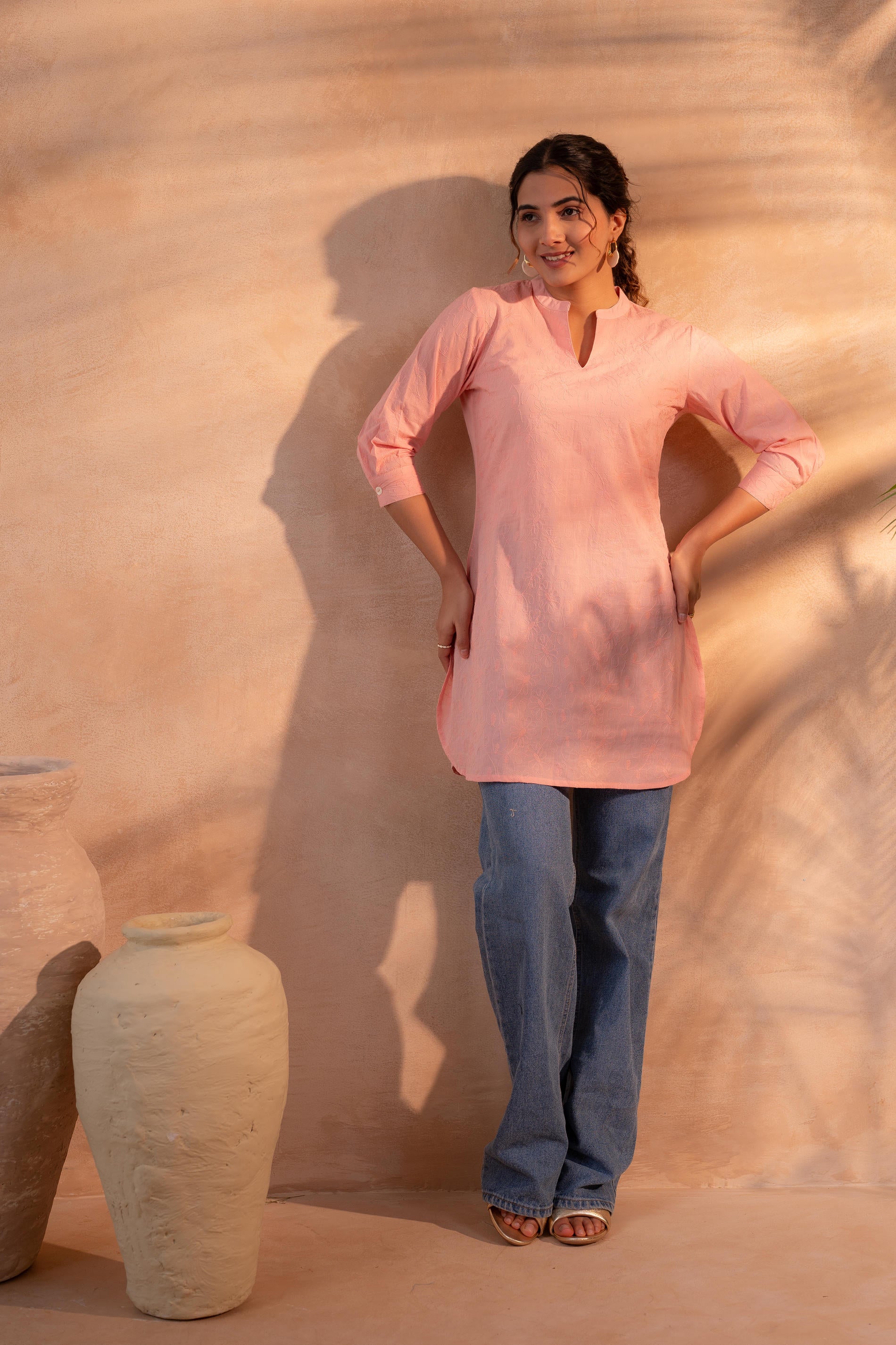Juniper Peach Ease Minimal Cotton Tunic | Grocsy