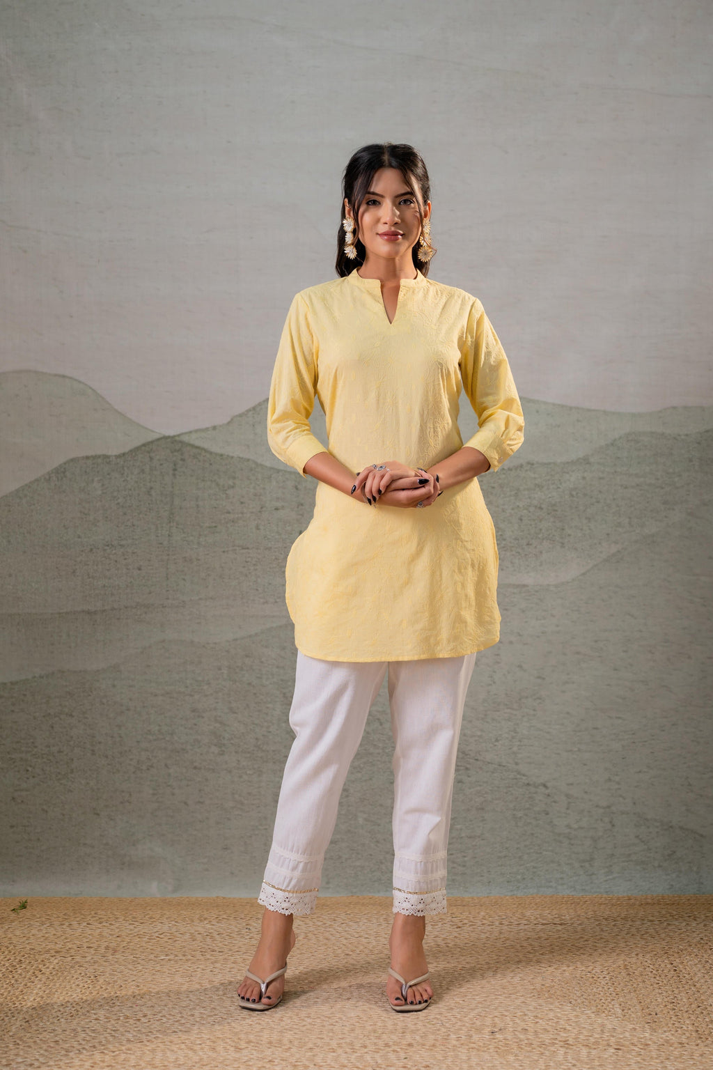 Juniper Yellow Ease Minimal Cotton Tunic | Grocsy