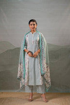 Juniper Mint Garden Harmony Kurta Pant And Dupatta Set | Grocsy