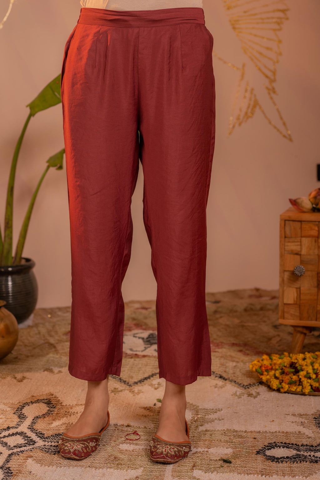 Juniper Rosegold Blossom -Pinted Kurta Pant And Dupatta Set | Grocsy