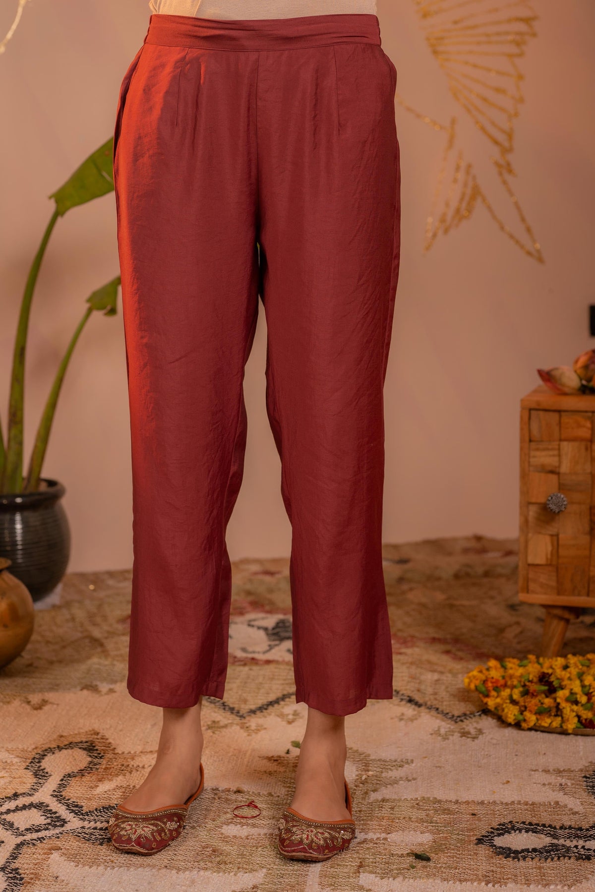 Juniper Rosegold Blossom -Pinted Kurta Pant And Dupatta Set | Grocsy