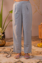 Juniper Powder Grey Paisley Grace Kurta Pant And Dupatta Set | Grocsy