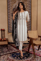 Juniper Black & White Geometric Printed Cotton Kurta With Palazzo & Printed Dupatta | Grocsy