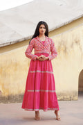 Juniper Pink Gulmohar Melody Tiered Maxi Dress | Grocsy