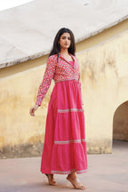 Juniper Pink Gulmohar Melody Tiered Maxi Dress | Grocsy