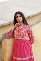 Juniper Pink Gulmohar Melody Tiered Maxi Dress | Grocsy