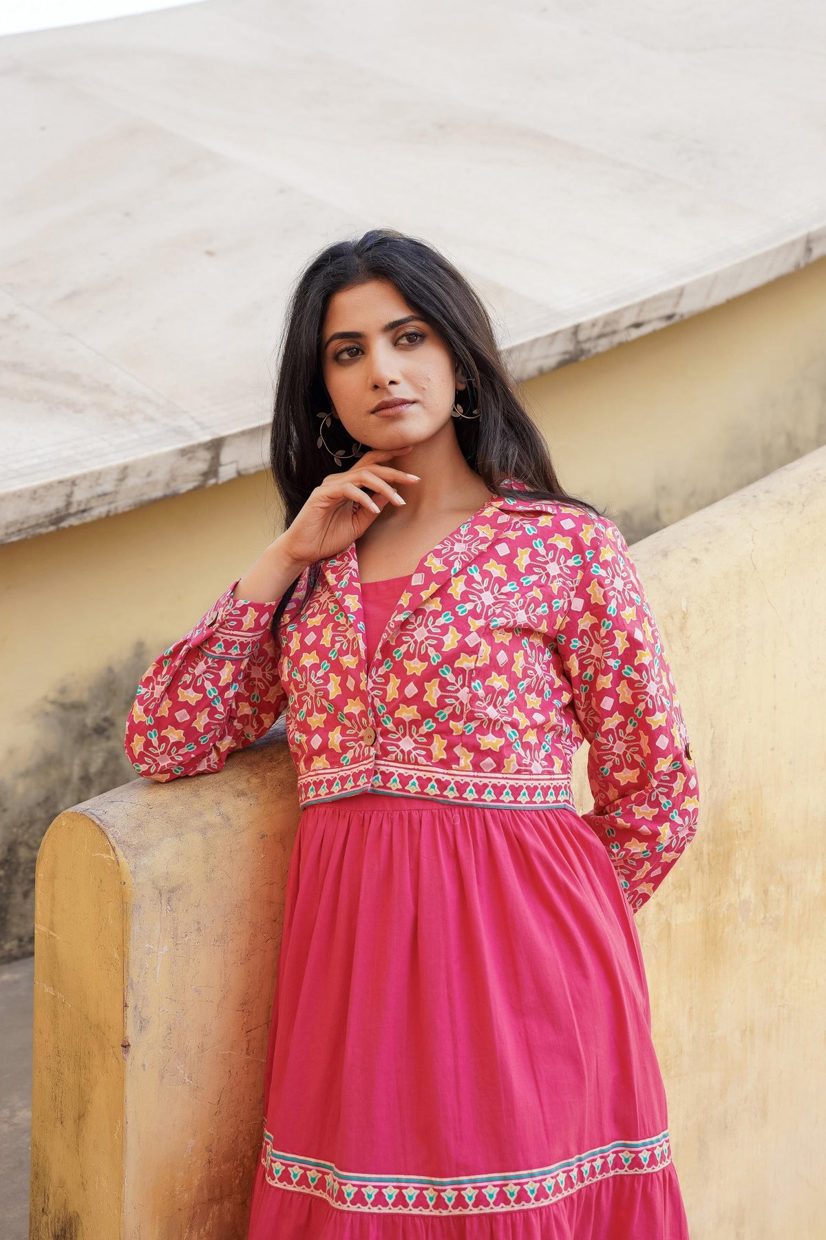 Juniper Pink Gulmohar Melody Tiered Maxi Dress | Grocsy