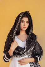 Juniper White Ethnic Motif Printed Dress & Dupatta Set With Thread Work | Grocsy