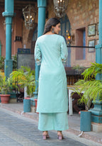 Juniper Mintgreen Pastel Harmony Printed Kurta Set | Grocsy