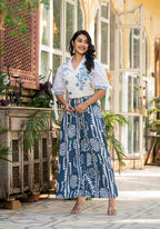Juniper Embroidered Co-Ord Set With Eyelet Shirt And Printed Wide-Leg Pants | Grocsy