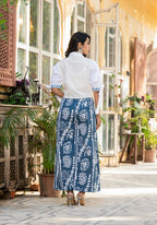 Juniper Embroidered Co-ord Set with Eyelet Shirt and Printed Wide-Leg Pants | Grocsy