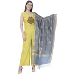 A R Silk Women's Zari Embroidery Vanarsi Silk Gray Dupattas and Chunnis | Grocsy