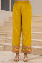 Juniper Mustard Embroidered Kurta Set with Printed Pant & Dupatta | Grocsy