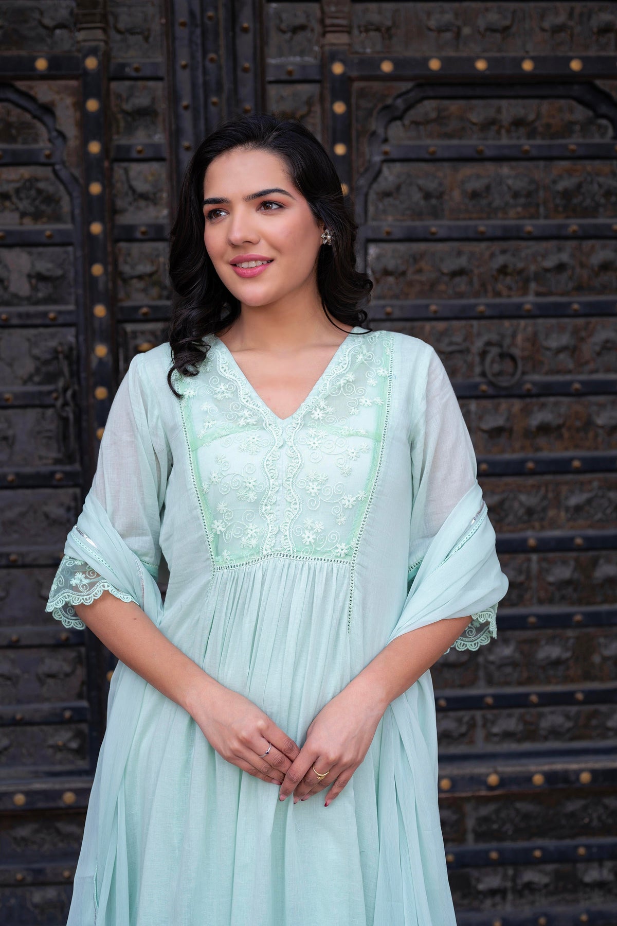 Juniper Women Embroidered Anarkali Kurta Set | Grocsy