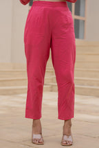 Juniper Fuchsia Embroidered & Printed Layered Dress Set With Dupatta | Grocsy