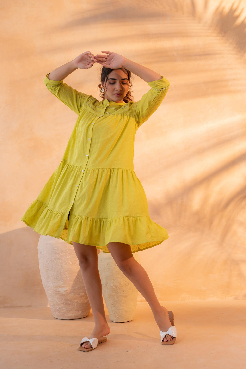 Juniper Zest Bloom Green Tiered Summer Dress | Grocsy