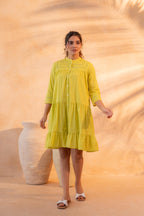 Juniper Zest Bloom Green Tiered Summer Dress | Grocsy