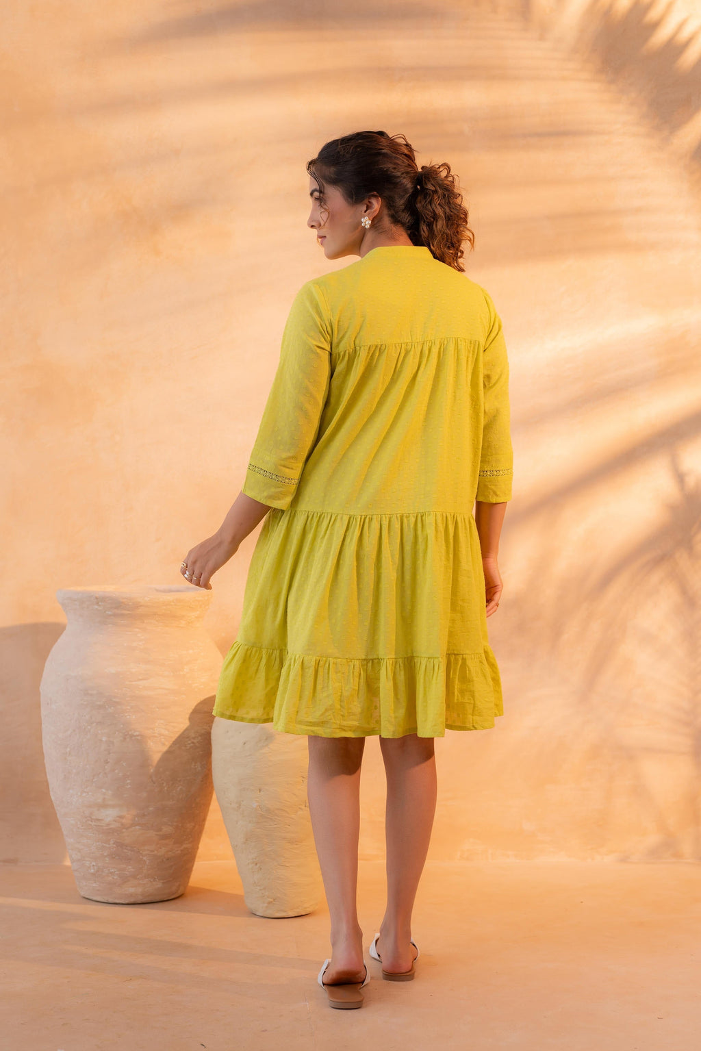 Juniper Zest Bloom Green Tiered Summer Dress | Grocsy