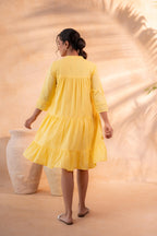 Juniper Zest Bloom Yellow Tiered Summer Dress | Grocsy