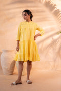 Juniper Zest Bloom Yellow Tiered Summer Dress | Grocsy