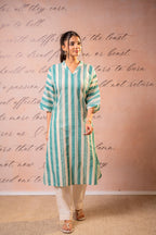 Juniper Teal Nomad Stripe Relaxed Kurta | Grocsy