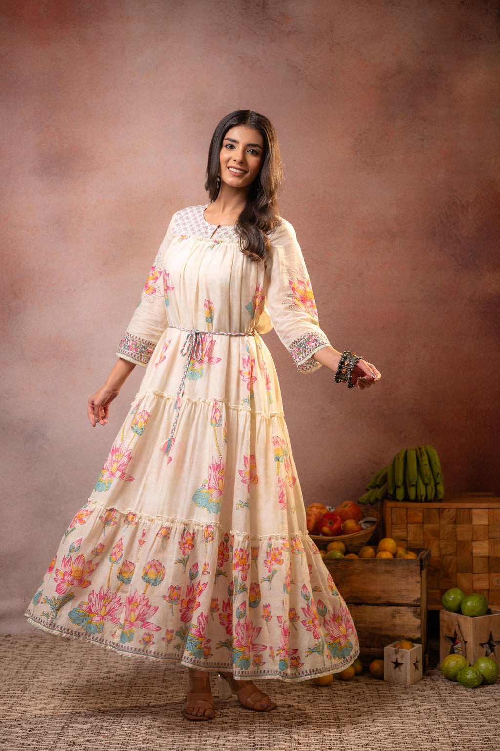 Juniper Ivory Gulbahar Tiered Boho Maxi Dress | Grocsy
