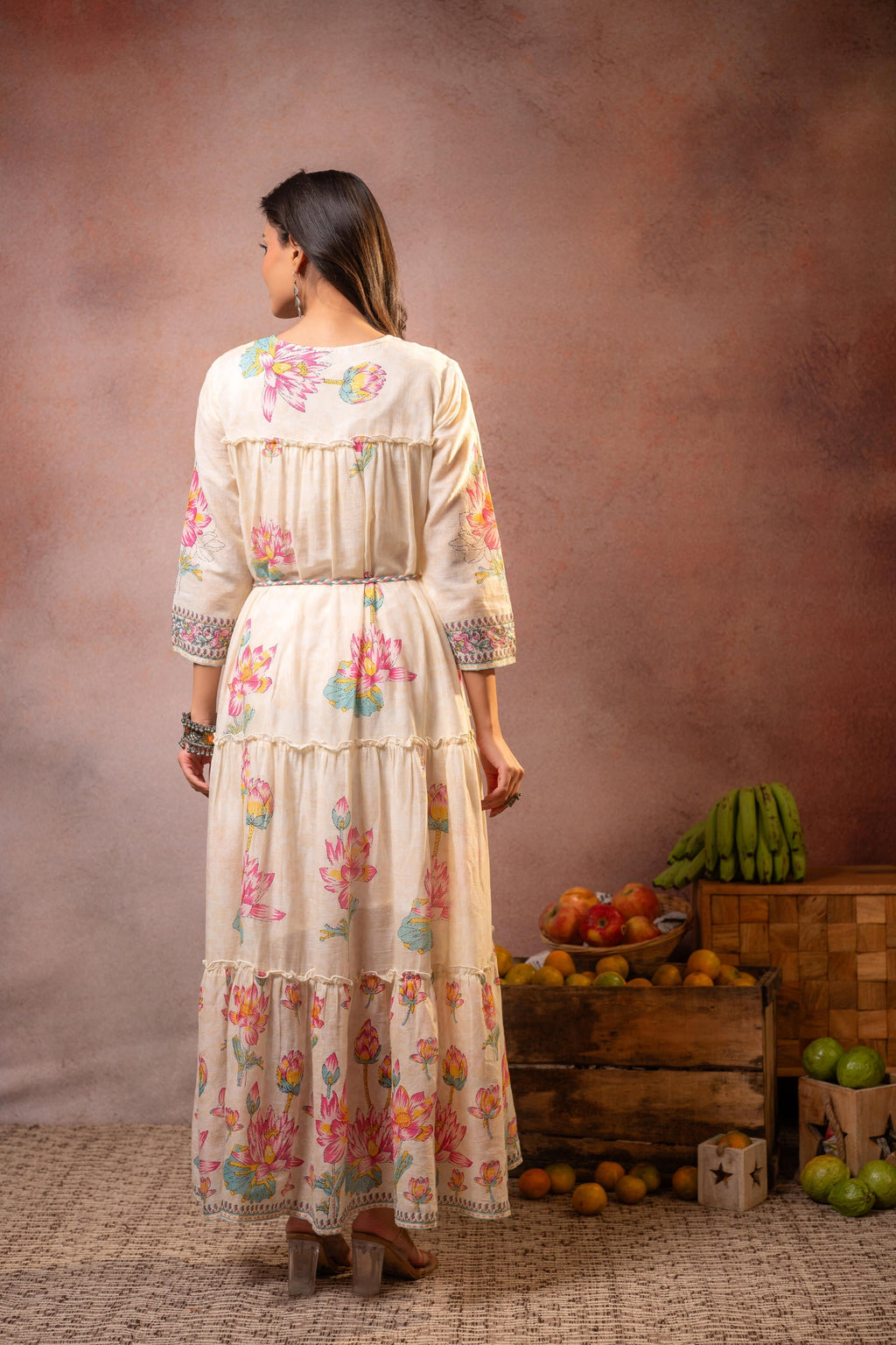 Juniper Ivory Gulbahar Tiered Boho Maxi Dress | Grocsy