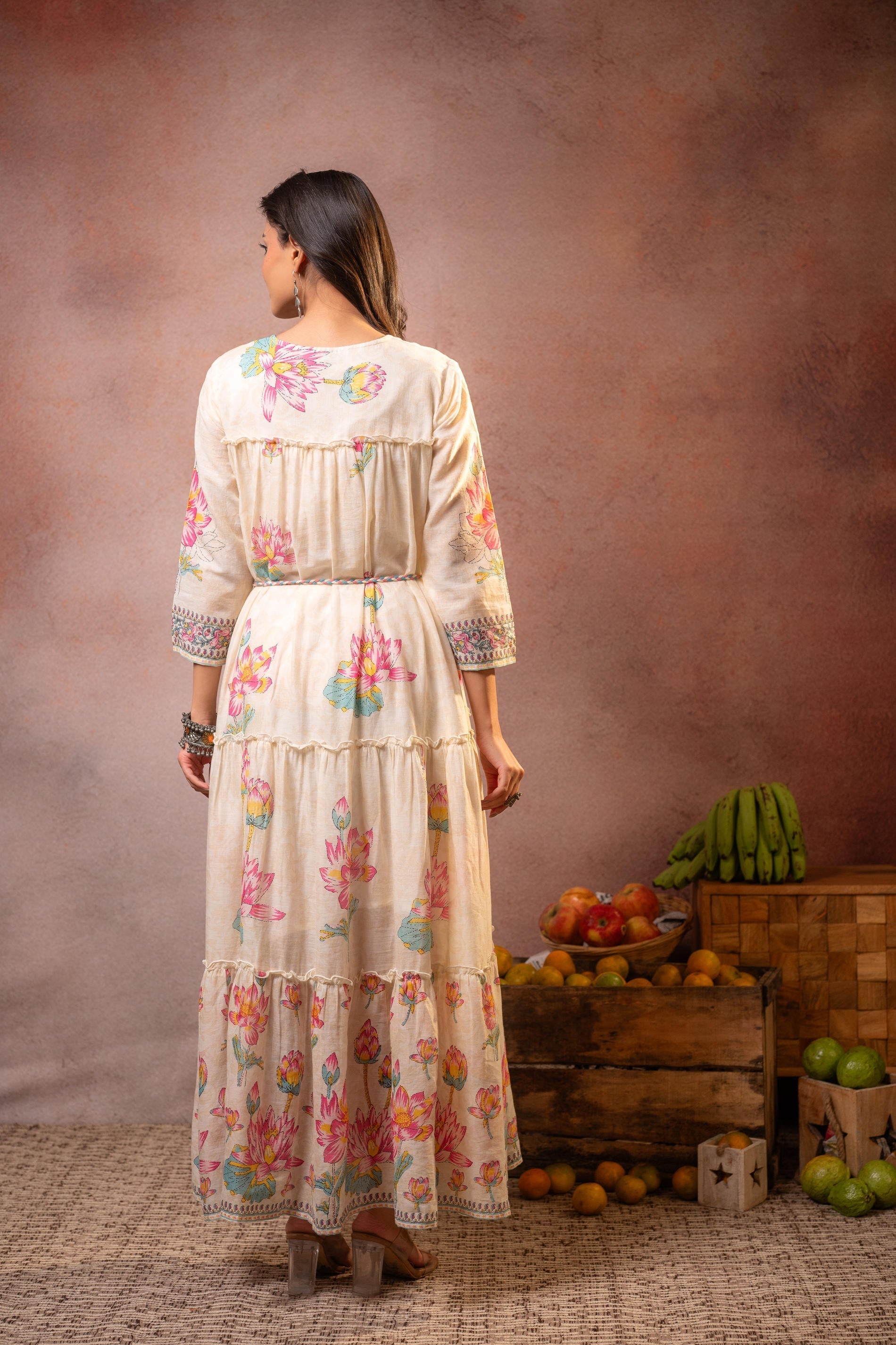 Juniper Ivory Gulbahar Tiered Boho Maxi Dress | Grocsy