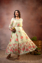 Juniper Pistagreen Gulbahar Tiered Boho Maxi Dress | Grocsy