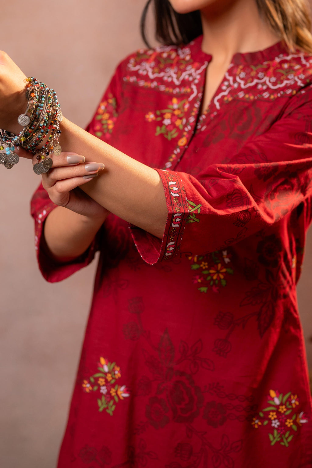 Juniper Maroon Blossom Printed Co-ord Set | Grocsy
