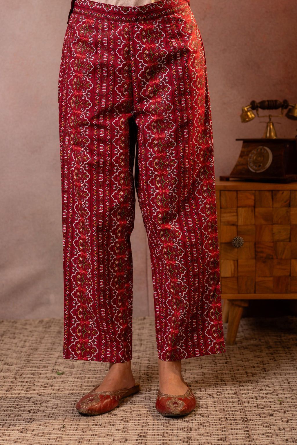 Juniper Maroon Blossom Printed Co-ord Set | Grocsy